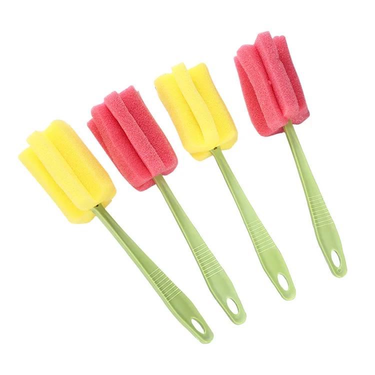 

2021 Hot Selling sponge cup brushes set Household milk empty warm Long handle bottle brushes RTS, Colorful