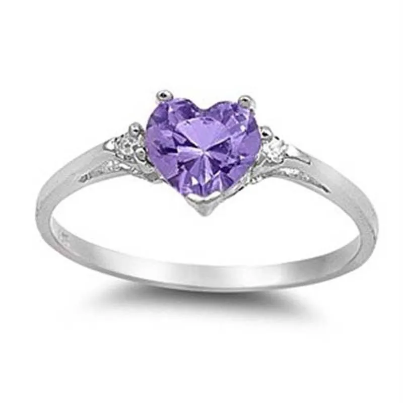 

Peach Heart Love Zircon Inlaid Copper Silver Plated Fashion Jewelry Ring
