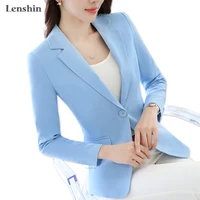 

Lenshin Candy Color Professional Business Straight and Smooth Jacket for Women Work Wear Office Lady Elegant Blazer Coat New Top