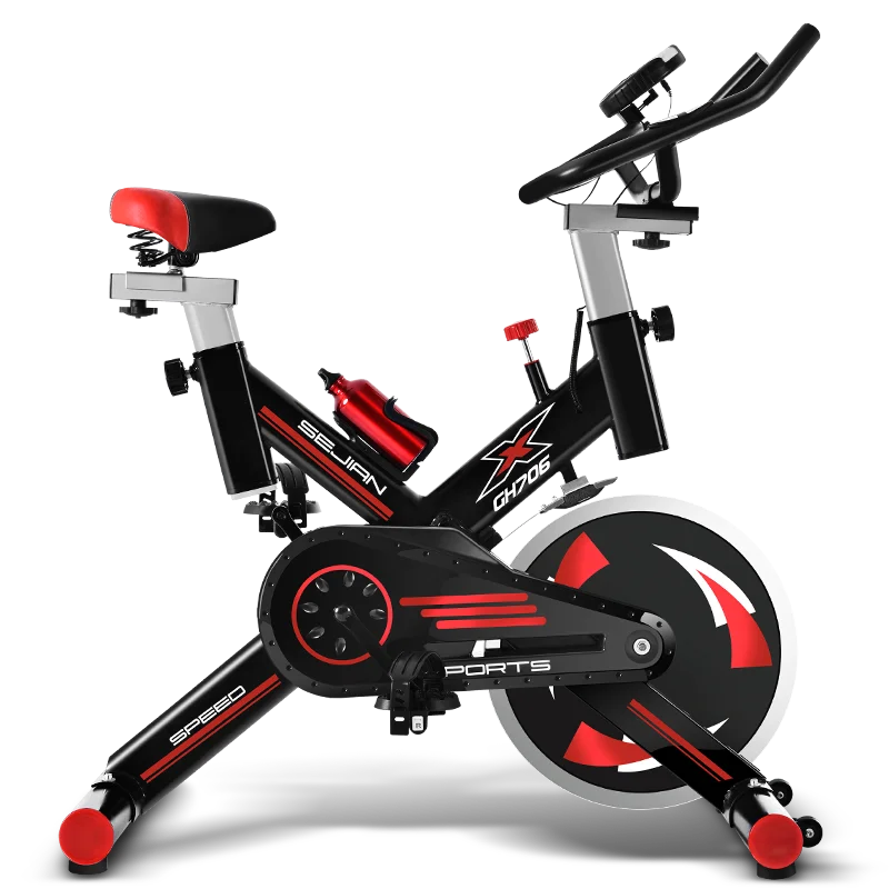 

Indoor Cycling Bike with Table Holder Exercise Bike Stationary Bicycle for Home Gym Cardio Workout spin bike, Black+red