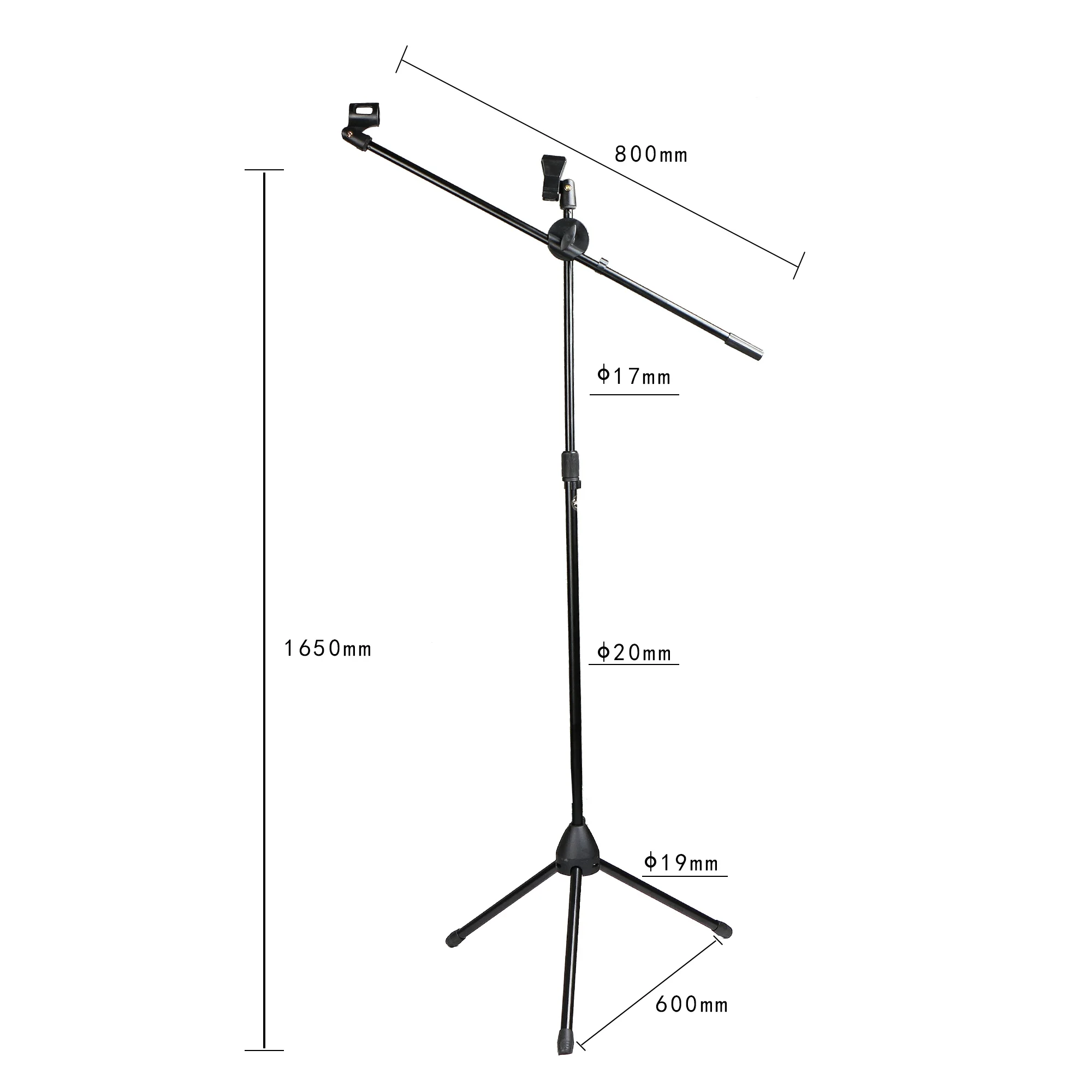

Metal high quality adjustable mic stand microphone, Black