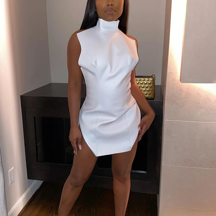 

Summer Wear Sleeveless strapless white Casual Women Dress