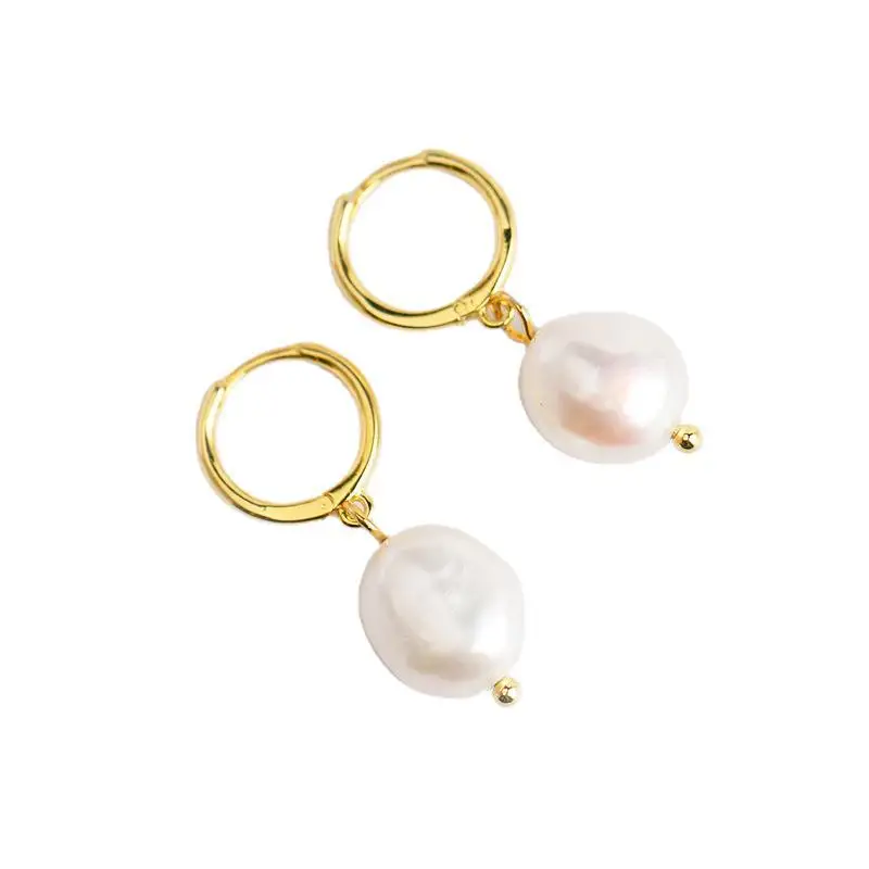 

QIANZUYIN Wholesale Designer Stud Earrings 925 Sterling Silver Pearl Earrings Hoop Earrings, 18k gold