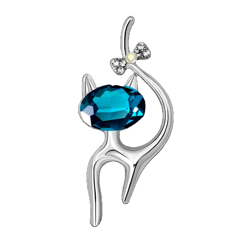 

Elegant Trendy Cat Animal Shape Crystal Brooches For Women Girl Corsage Jewelry Gifts Charm Accessories