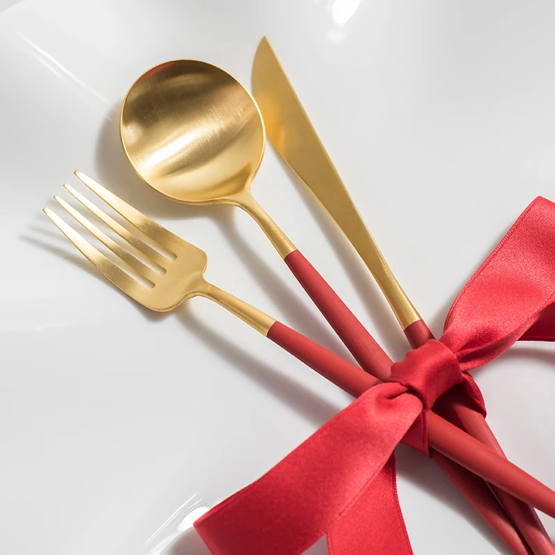 
Goa Matte Cutlery Set Portugal Flatware Serving Set Fork Knife Spoon Stainless Steel Gold Cutlery Set 