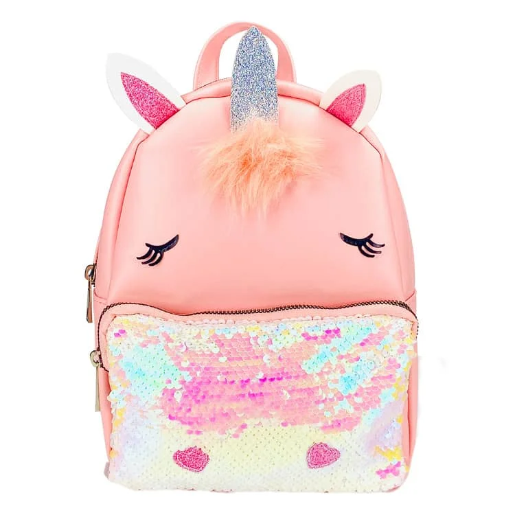 

New design pink unicorn school bag backpack for kids girls women with sequin