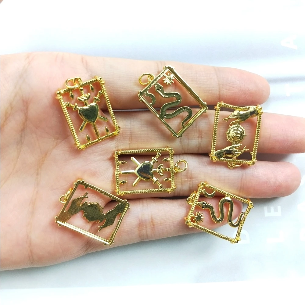 

18k gold plated pendant micro pave designer snake charms rectangle beads heart sun jewelry for diy bracelet necklace earrings, As picture shows