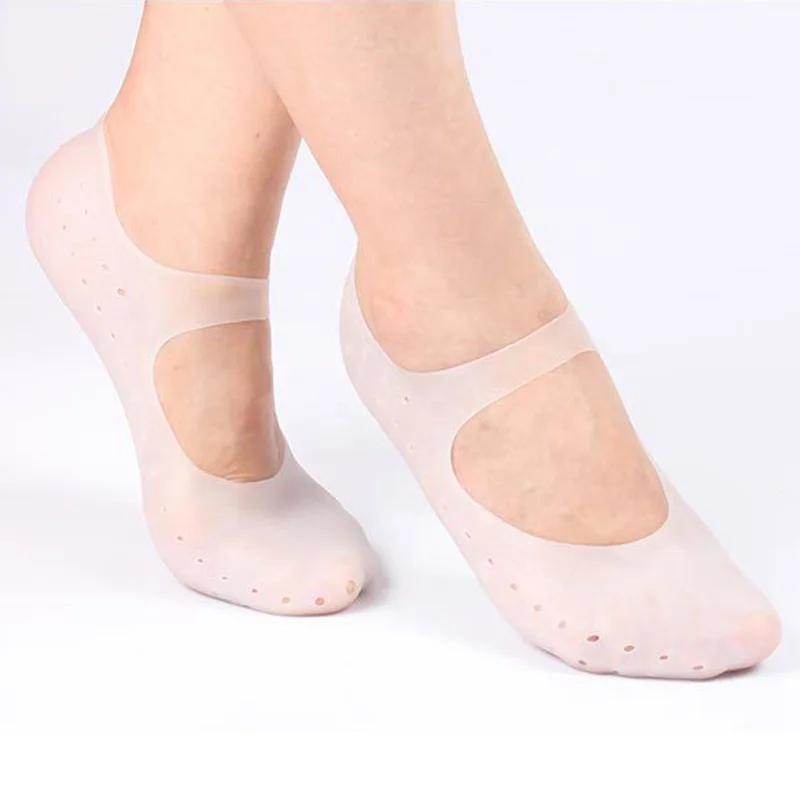 

Silicone Insole Gel Sock Foot Care Tool Feet Protector Pain Relief Crack Prevention Moisturize Dead Skin Removal Sock, Skin/white