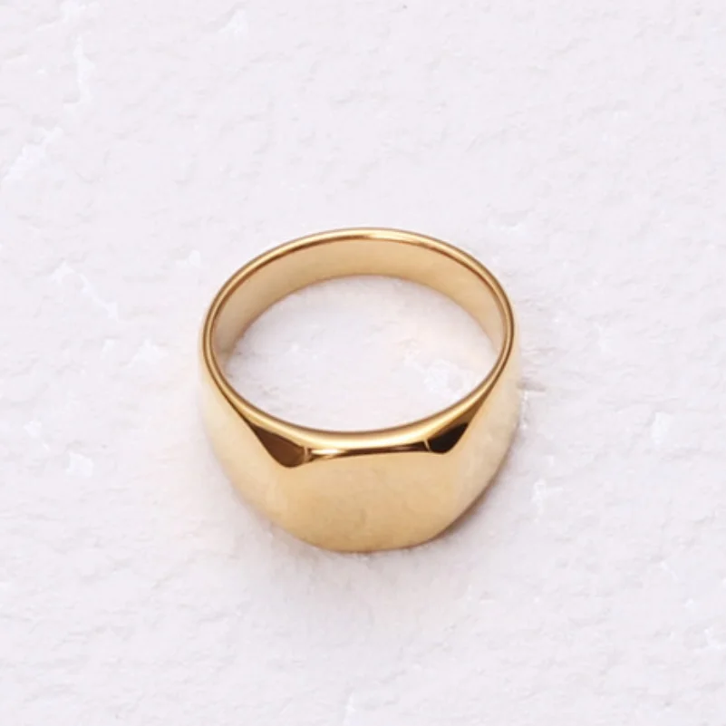 

18K Gold Plated Stainless Steel Signet Blank Rings for Women, Gold, silver, rose gold, black