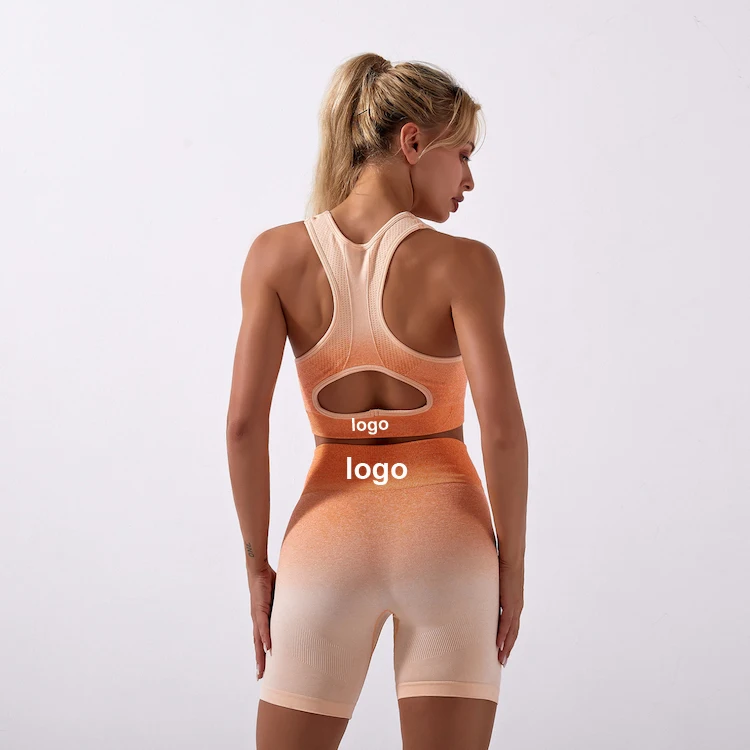 

Removable pads sports bra yoga body suit custom gym shorts sports bra ans short set
