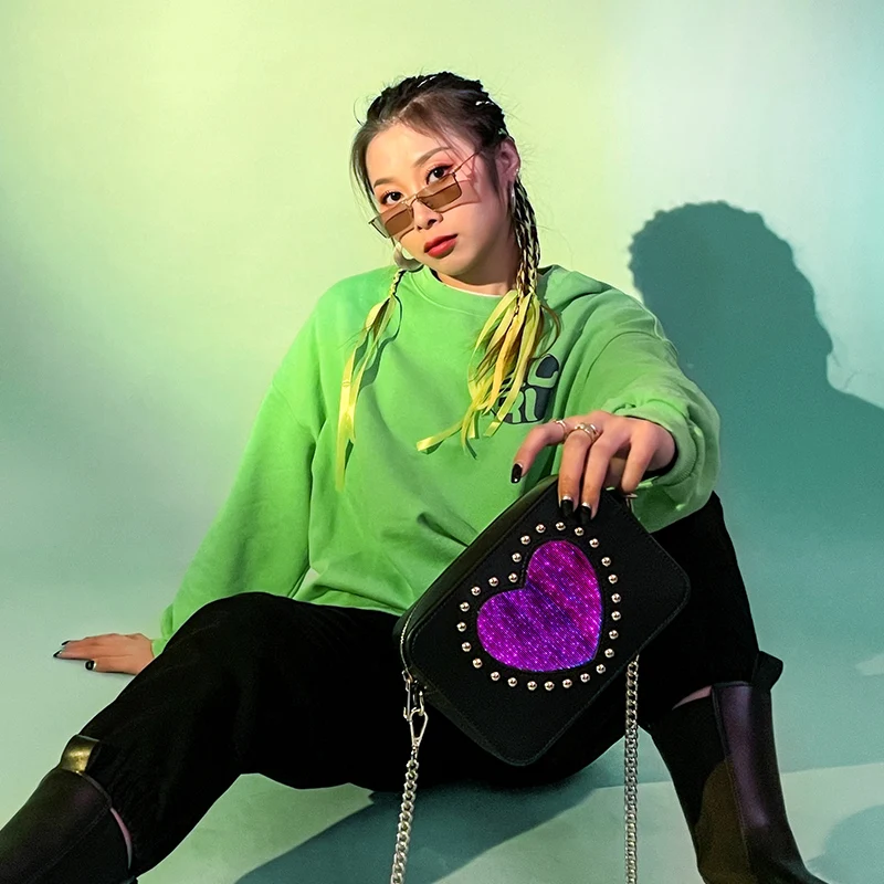 

led bag customize with different light up led color smart light up bags made with luminous fiber optic fabric