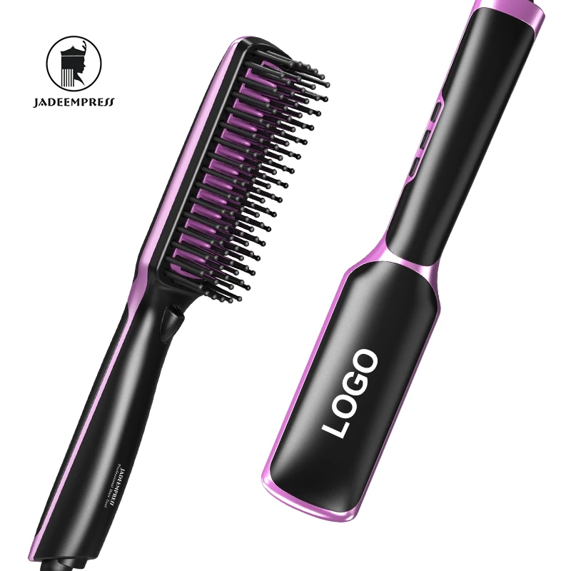 

Customizable LCD Digital Adjustable Temperature Pressing Hot Comb Portable Hair Straightener Brush