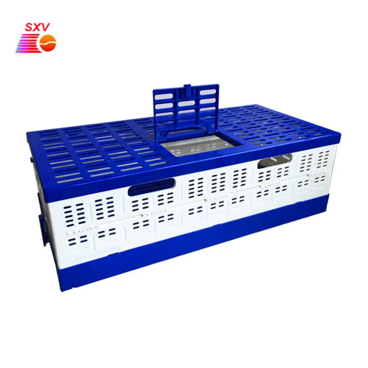 

2021 Pet product plastic poultry pet bird transportation cage foldable racing pigeon cage, Blue + white