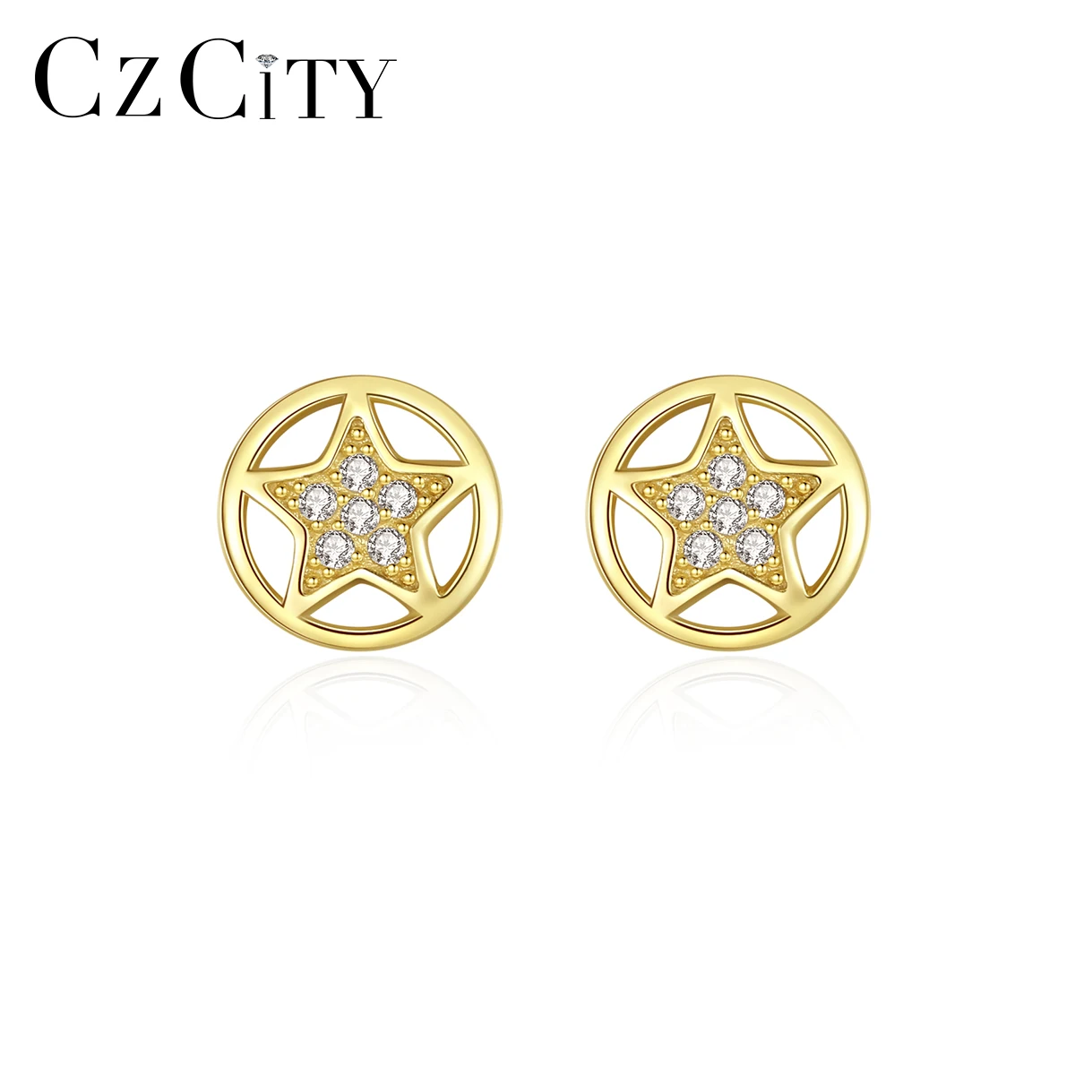 

CZCITY Trending Popular Star Earing Designed Gold Woman Korean 925 Fashion Summer Ear Ring