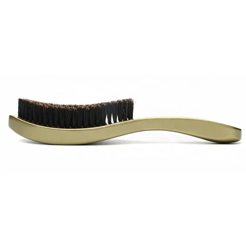 

New Arrival Long Wooden Handle Golden Silver Shining Boar Bristle Wave Brush 360