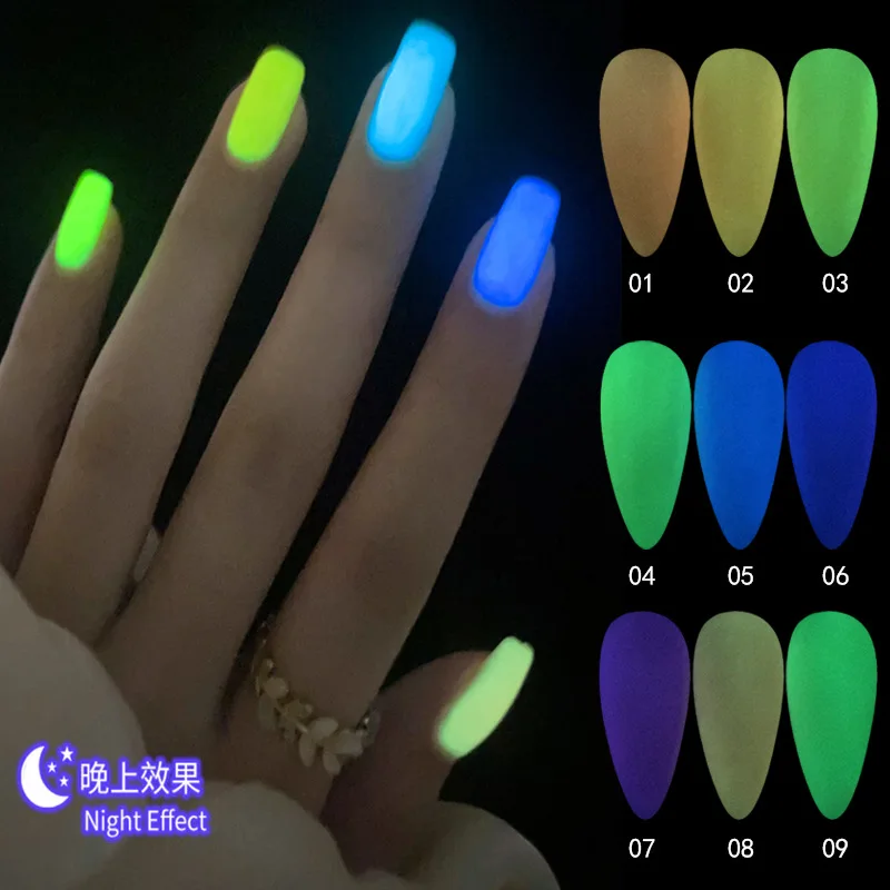 

Free Samples Private Label OEM UV LED Soak Off Gel Fluorescent Luminous Glow In The Dark Gel Nail Polish, 6 colors