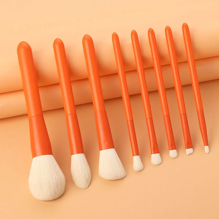 

Synthetic soft Hair Multiple Colors 8 Piece Wooden Handle Private Label Makeup Brushes portable Nylon Hair Makeup Brush Sets