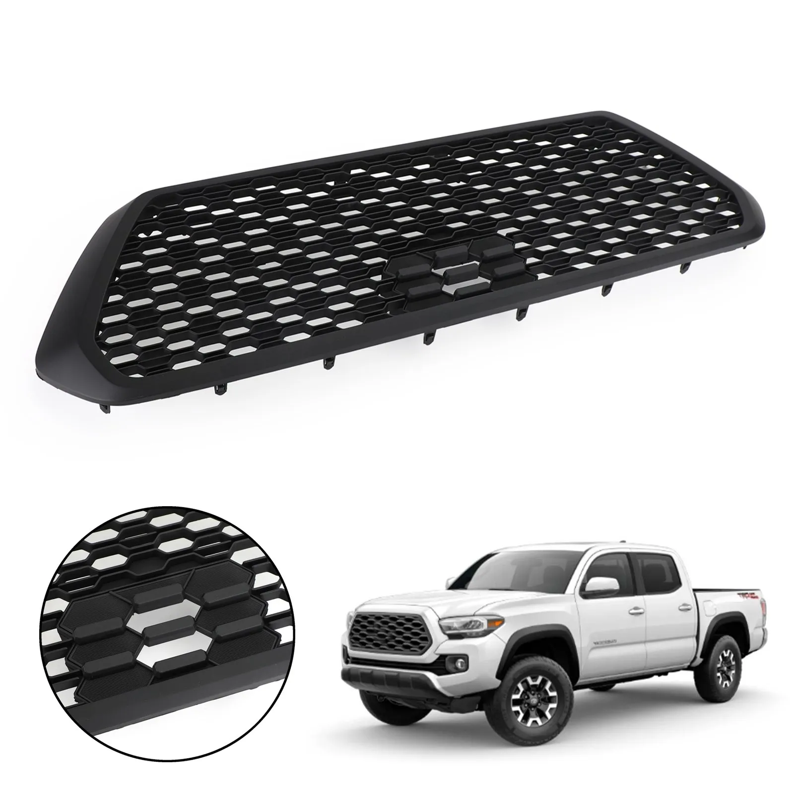 

Matte Black Front Bumper Hood Grill Grille For Toyota Tacoma 2016 2017 2018 2019 2021 2021 TRD PRO With Letter