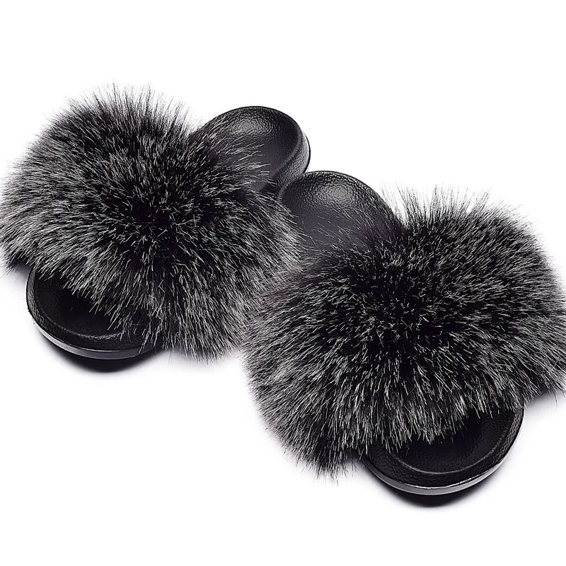 

Wholesale customized PVC summer faux fur fur slippers for women and toddler women fur slides, Picture