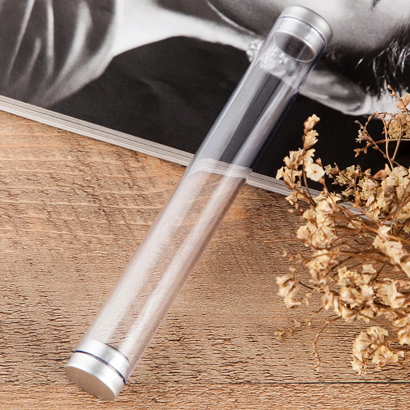 
Round Barrel Transparent Box Crystal Pen Pencil Case With Active Plugs 