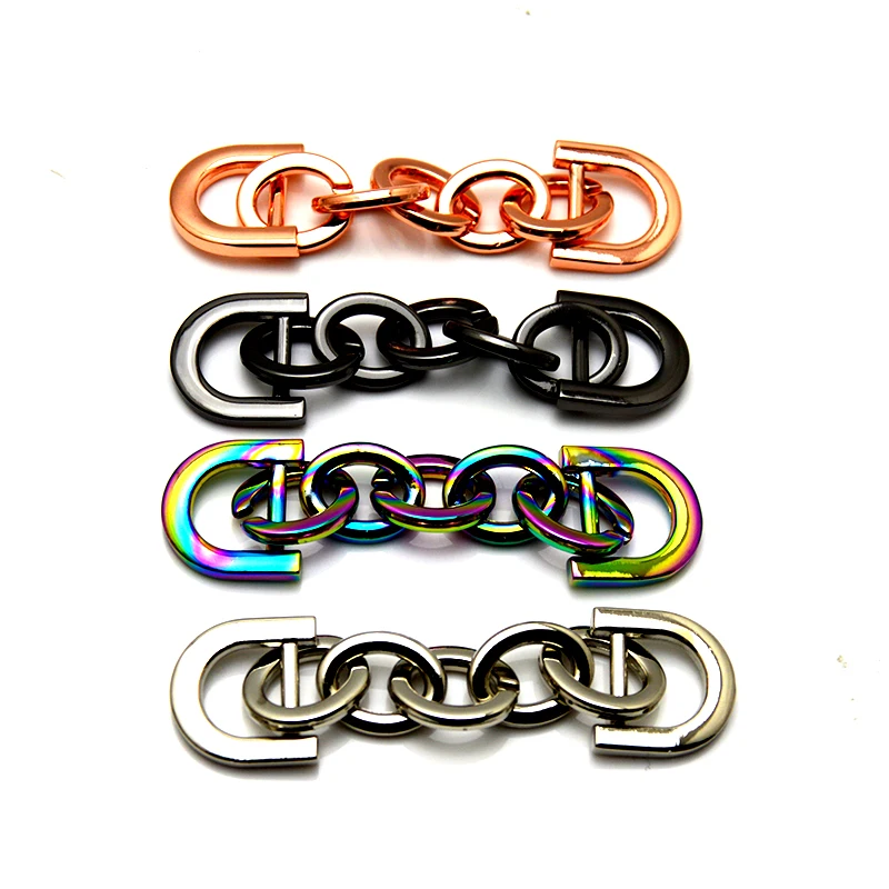 

Rainbow color Snap Hook Purse Strap Side Release Buckle Metal Shoulder Handles Chain Plated Ring bag chain