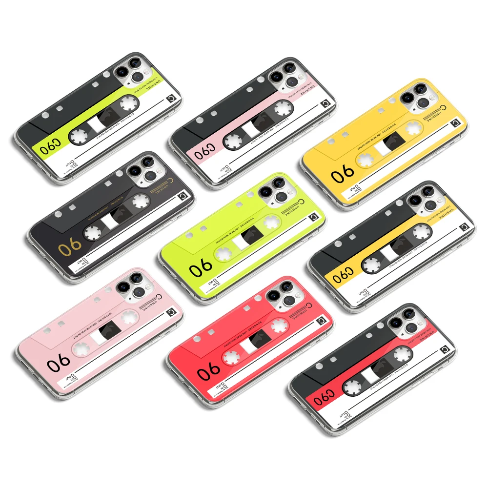 

Best Selling Magnetic Cassette Tape Designs Clear TPU Soft Phone Case for iPhone 13 12 11 Pro Max Light Weight Cover, Transparent