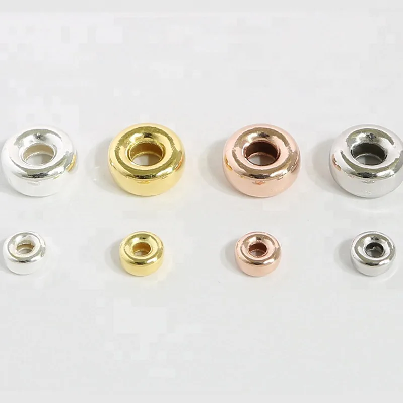 

925 Sterling Silver Crimp Spacer Beads Connector DIY Accessories Jewelry Making Wholesale, Silver/platinum/gold/rose gold
