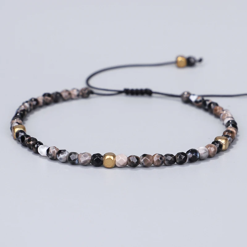 

Handmade 3mm Natural Stone Beads Bracelet Tibetan Copper Beads Bracelet For Men Women Yoga Chakra Crystal Bead Bracelets, As picture
