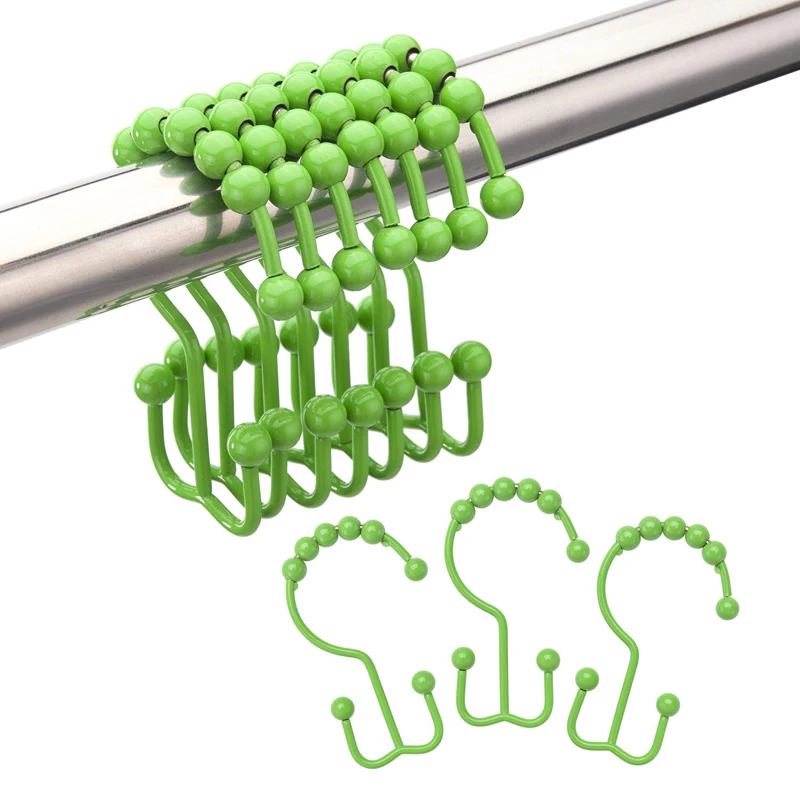 Wholesale Custom Metal Double Roller Glide Shower Curtain Ring Hooks