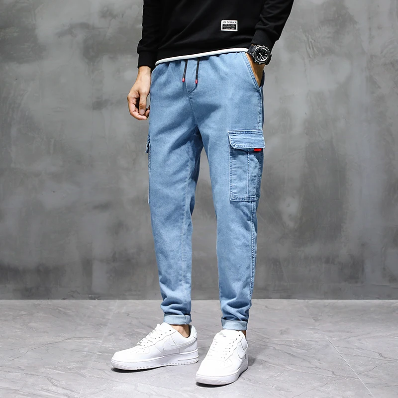 

2021 new design men's jeans pant with side pockets streetwear pants for men, 2 colors