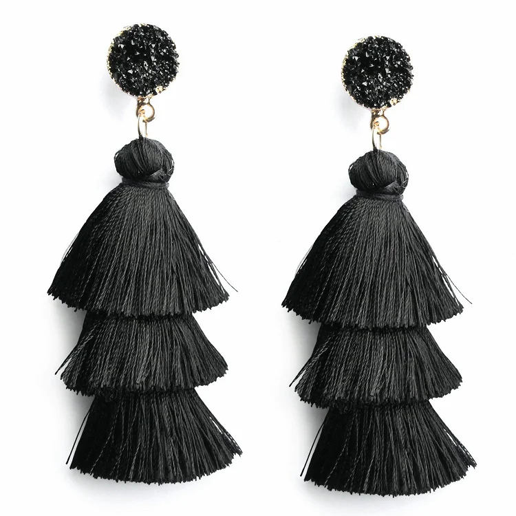 

Luxury personality latest exaggerated hoop tassel earrings,lovely retro big falling heav cubic zirconia earrings