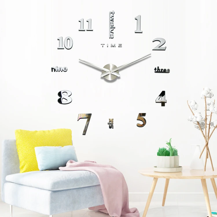 

mirror clocks wall digital large modern decoration decor 3d wall clock diy wall clock