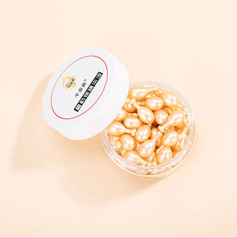 

30Pcs Fullerene Placenta Capsule Face Serum, Light gold