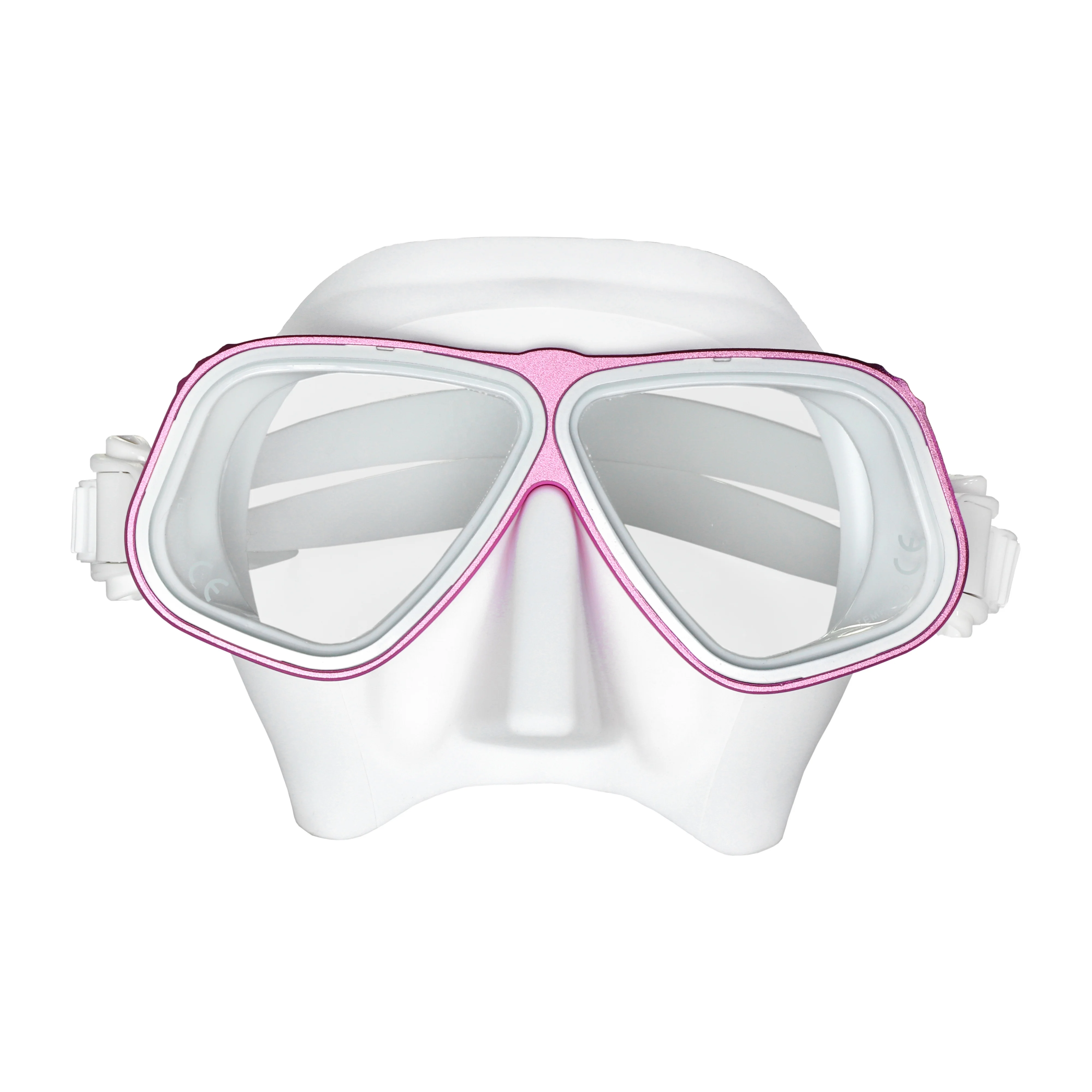 

New Arrival Custom Logo Color Diving Half Face Snorkel Mask Waterproof Metal Frame Clear Silicone Free Diving Mask, Yellow blue black pink red etc customized color supported