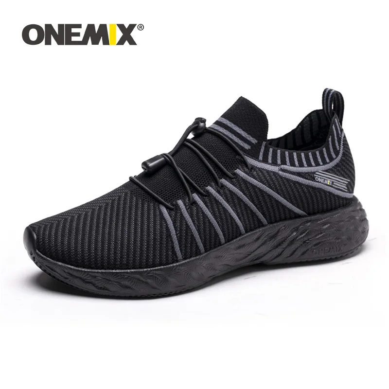 

ONEMIX Breathable and waterproof sports shoes Both men and women Shoes tied, natural rubber ground skid, Black