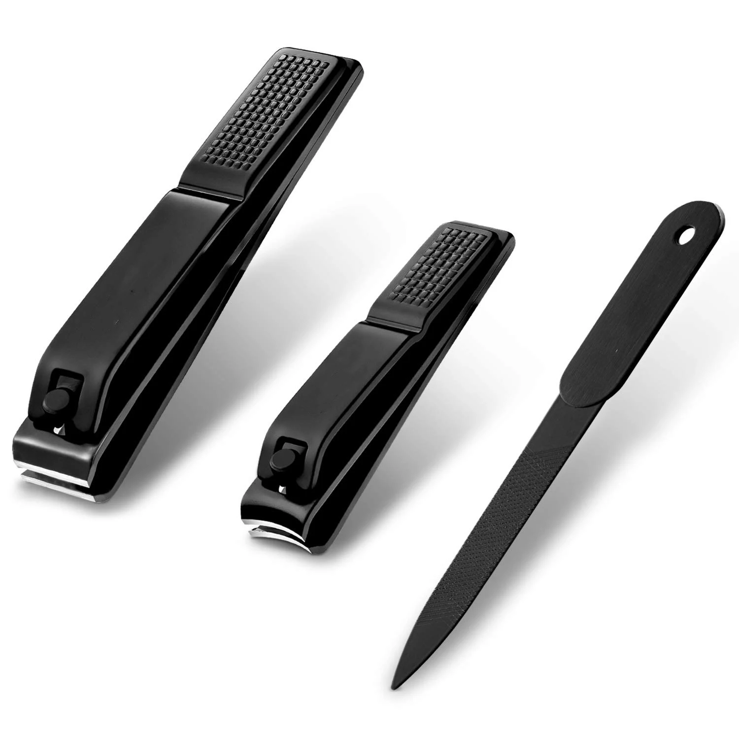 

3pcs Black Stainless Steel Sharp Straight Fingernails Toe Nail Clipper Set