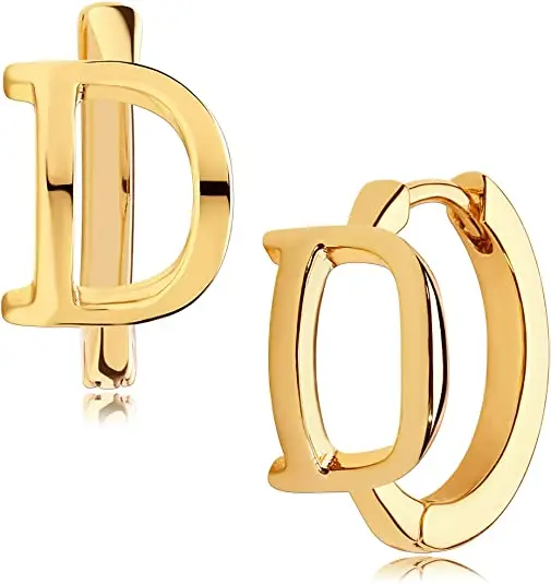 

Earings for Women 2021 New Arrival Gold Huggie Hoop Earrings Initial Letter Earrings