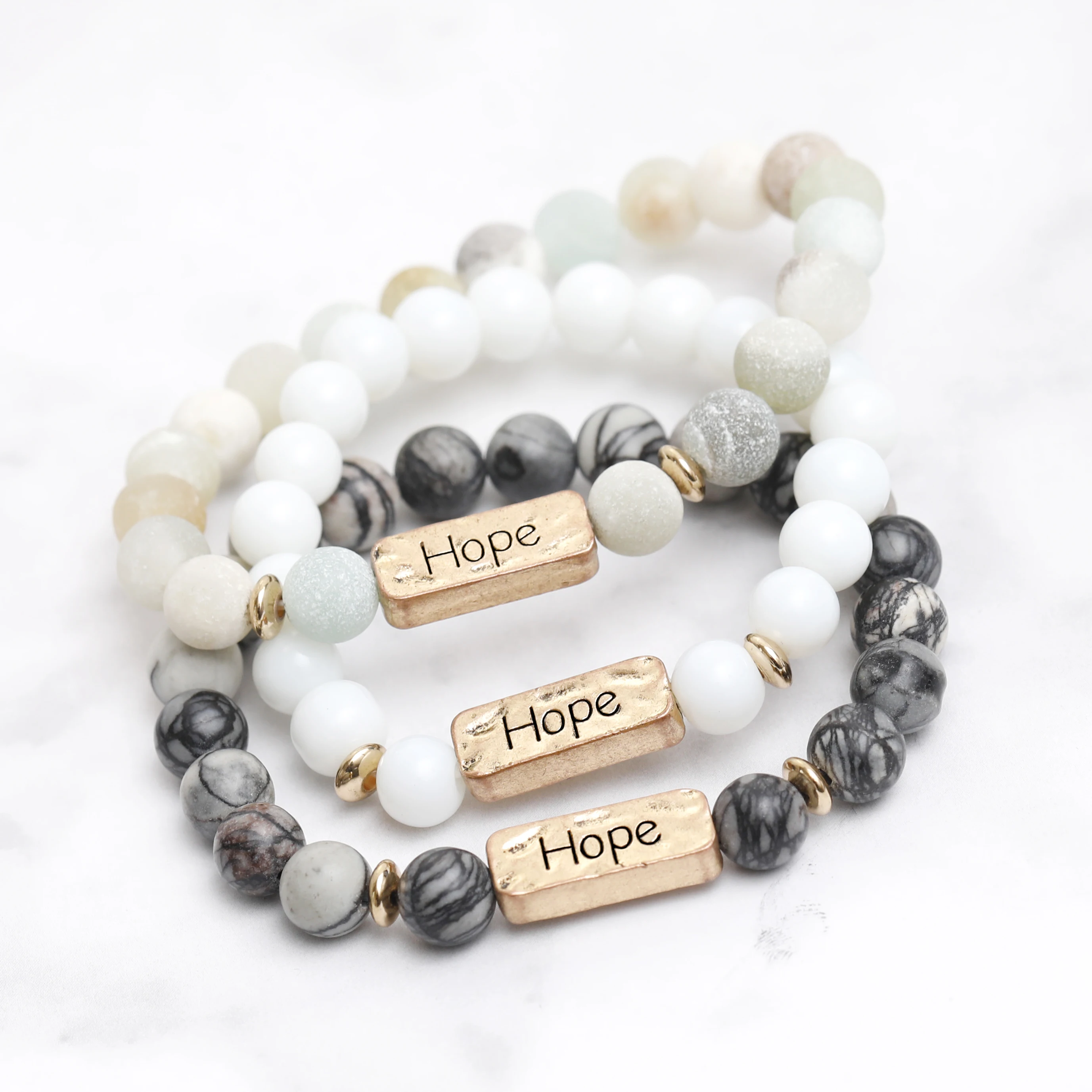 

Fashion for ladies custom natural stone beaded jewelry wholesale bracelets faith love hope 8mm real stone bracelet