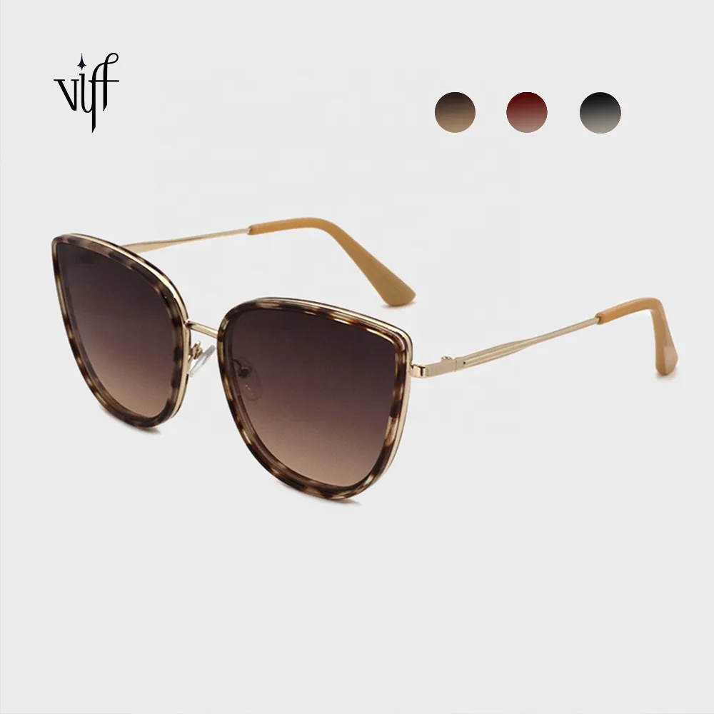 

Oversize Gradient Lens Sunglasses VIFF HM19549 Cat Eye UV400 Sunglasses with Hanging Chain, Multi and oem