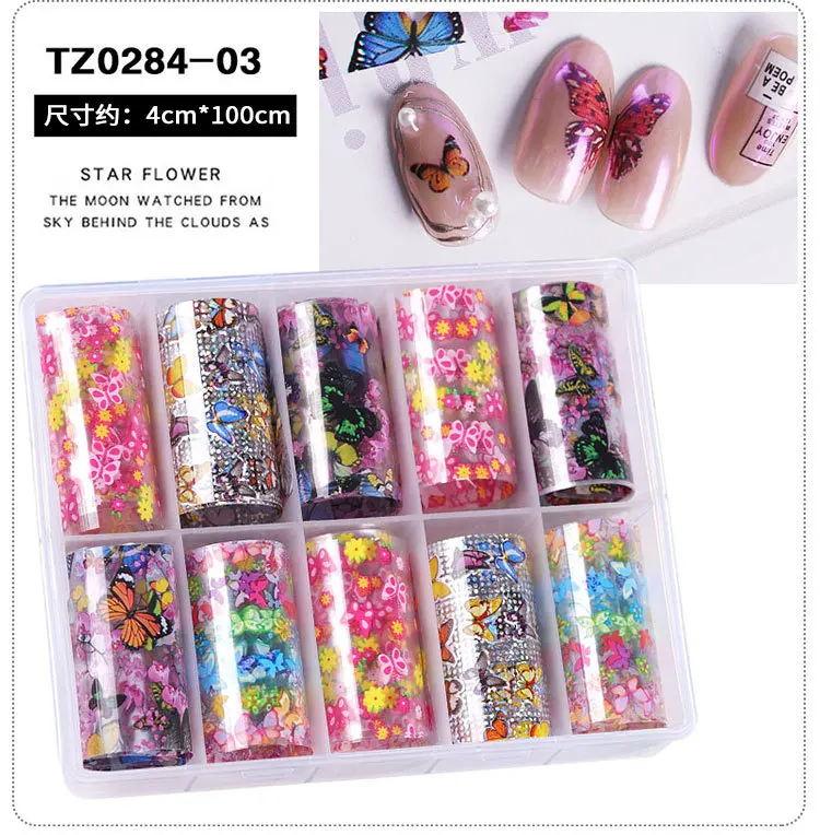 

ZY0466B New arrivals nail art decoral adhesive and non-toxic nail sticker 3D and waterproof nail transfer paper, Multiple colour