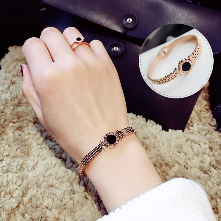 

Korean Style Of Love Lattice Letter Bracelet Women's Bracelet Titanium Steel Popular Jewelry