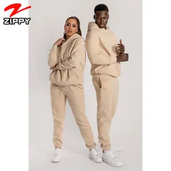 Fashion men's fleece hoodies unisex sweatsuits set
