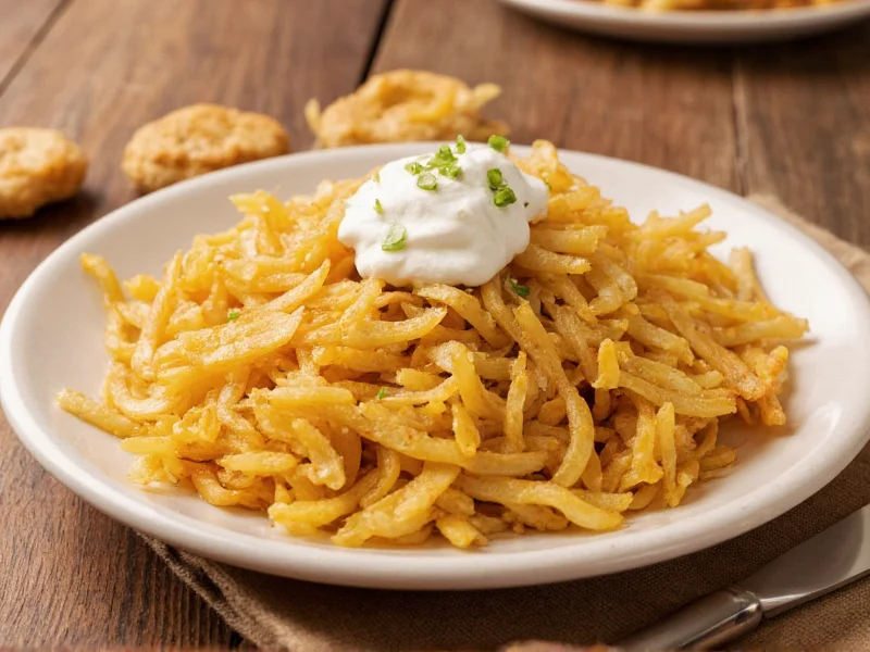 Golden hash browns with chives and sour cream topping