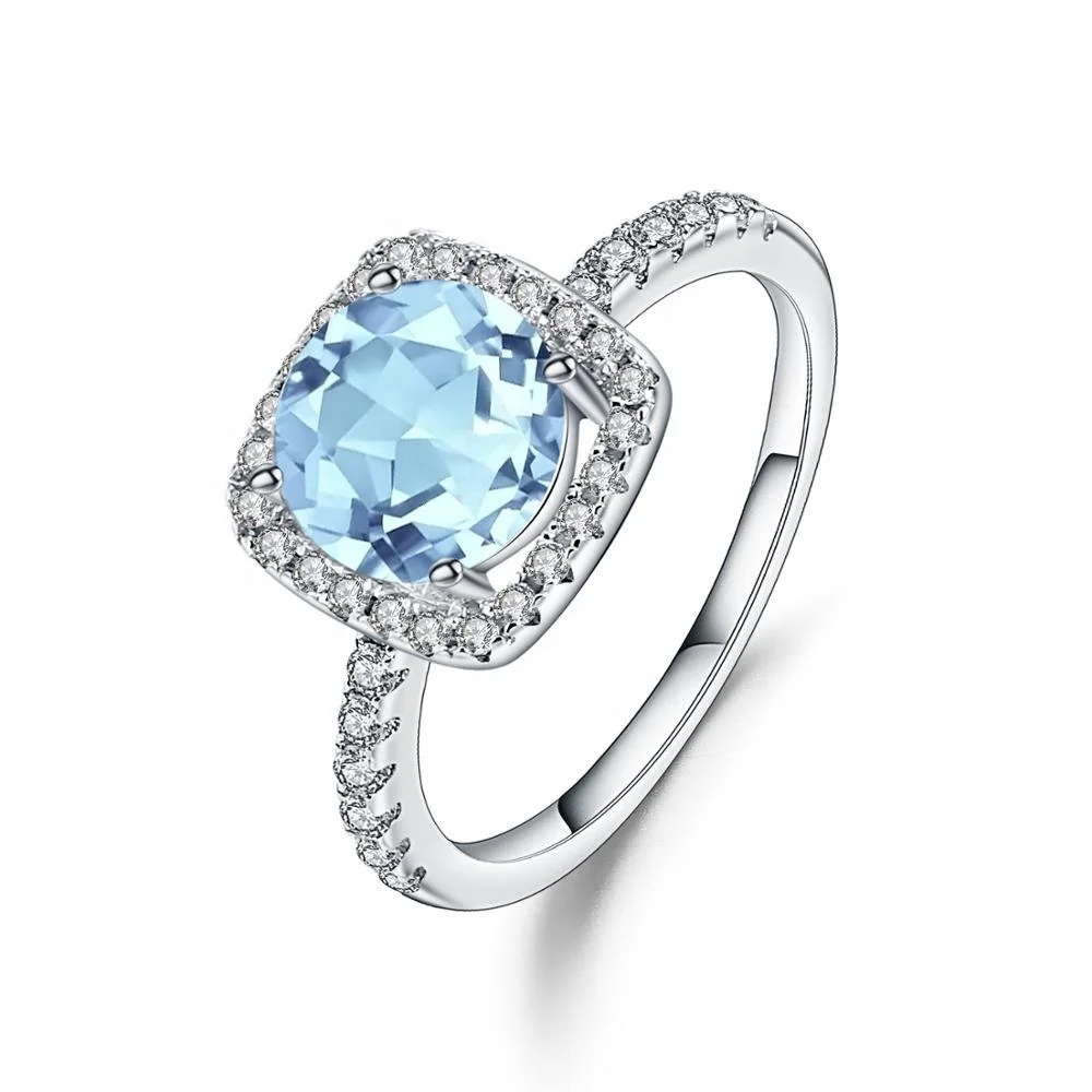 

Abiding Natural Blue Topaz Finger Ring Gemstone Custom Fashion 925 Sterling Silver Ring Jewelry Women