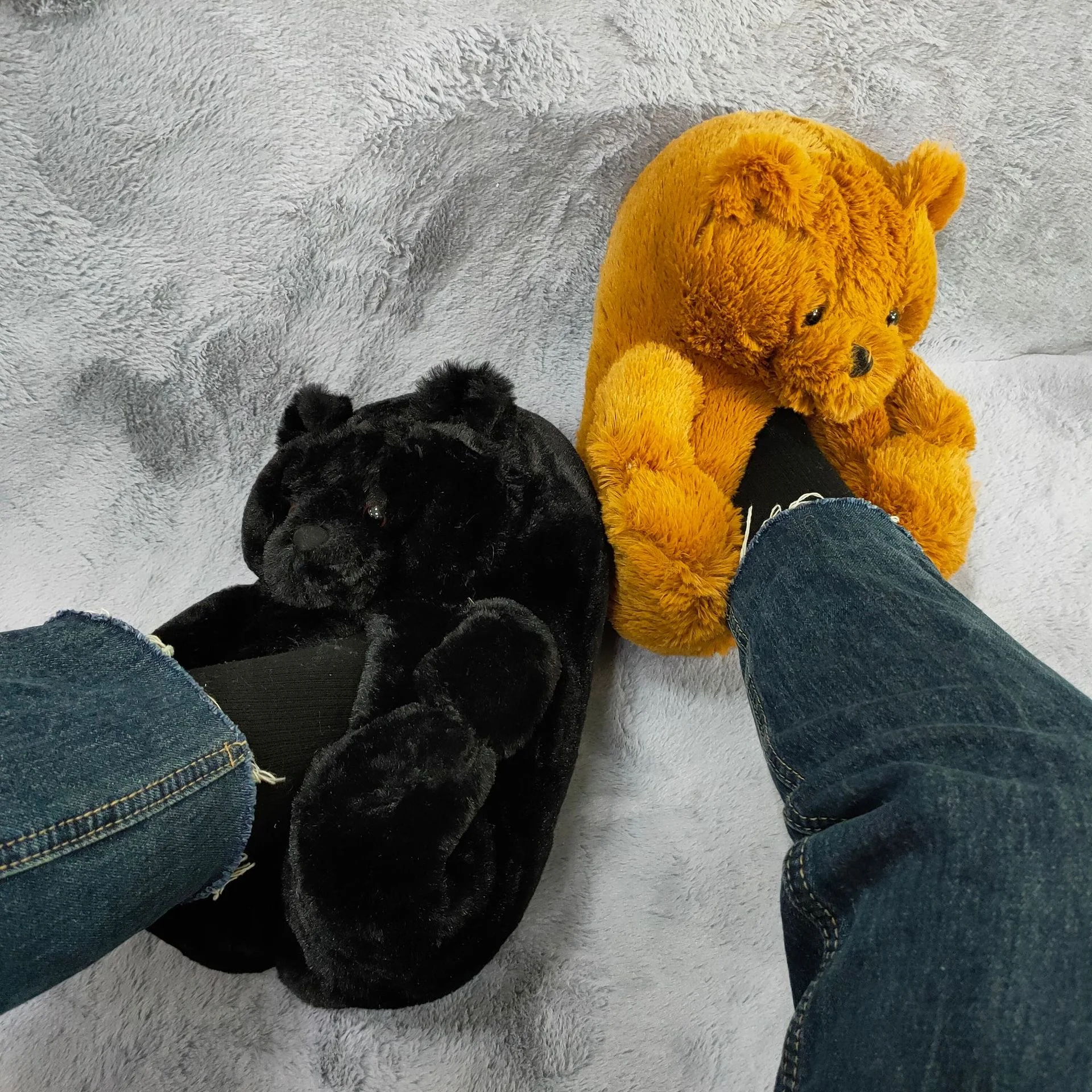 

Cute Ladies Winter Bear Slippers for Women Indoor Women She Plush Teddy Bear Slippers Warm, Blue rainbow pink dark bown light brown black mix color red