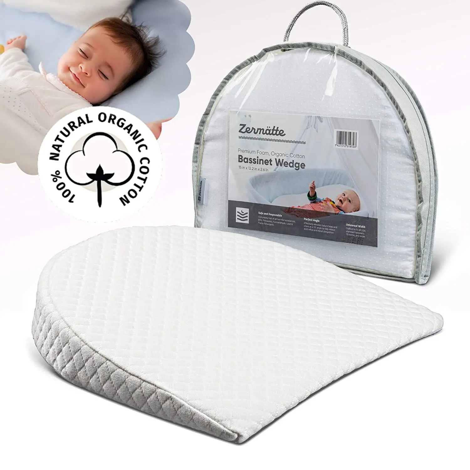 Elevated Sleeping Pillow Helps Babies with Acid Reflux Colic Congestion 3-in-1 Universal Crib Wedge Adjustable Cushion Supports Healthy Sleep and Eating Carrying Case by Did and Me 