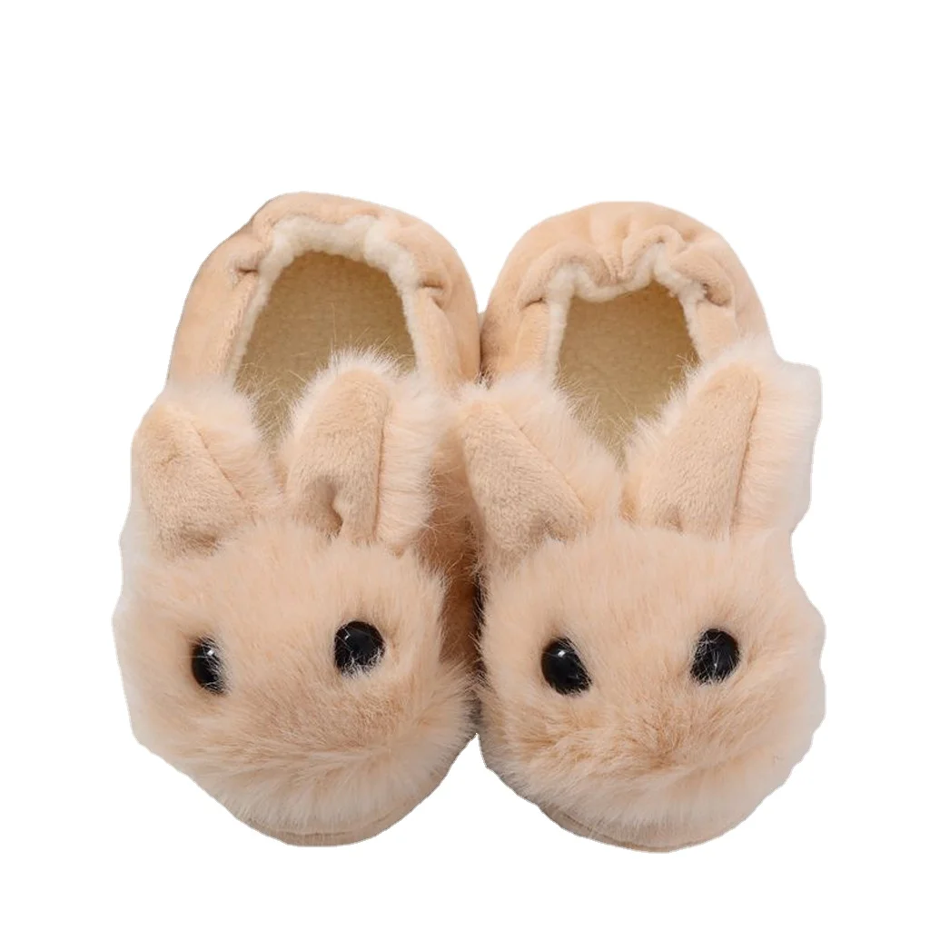 

Baby Winter Slippers Children Boys Girls Cute Cartoon Rabbit Slipper Kids Indoor Fur Warm Shoes Child Home Floor Shoes, As shown