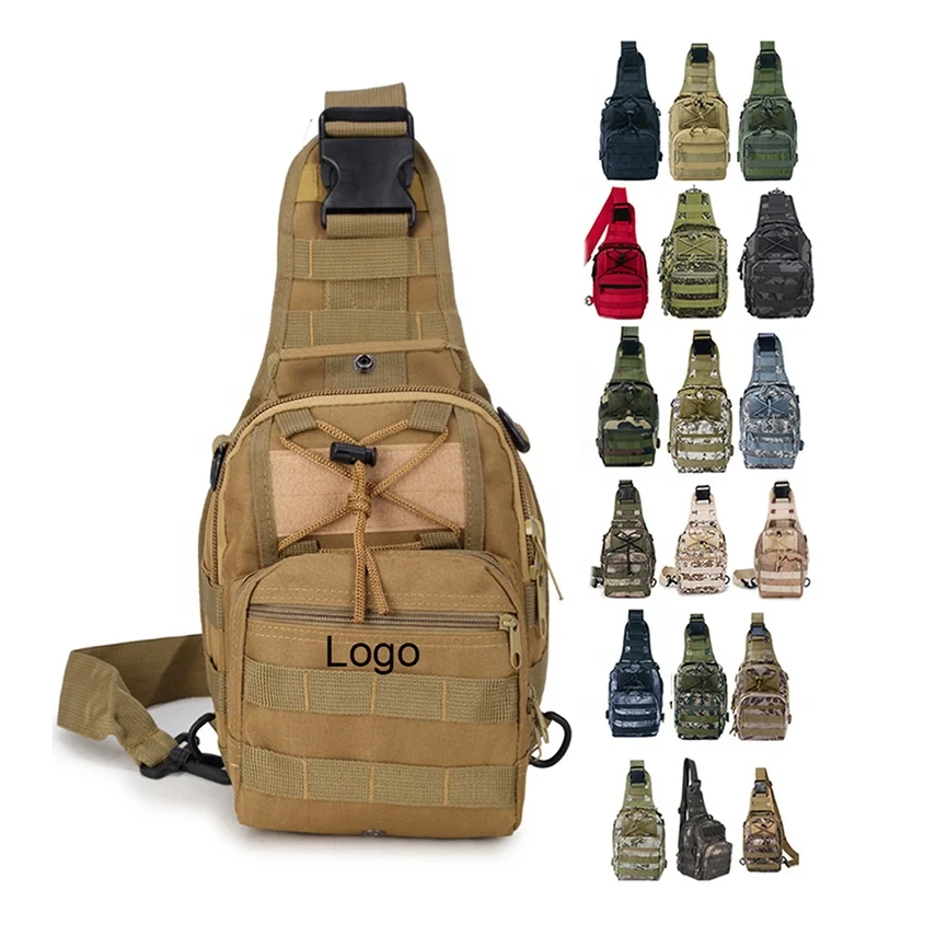 

Camping Hiking Outdoor Army Crossbody Bag Oxford Military Chest Bag Single Shoulder Pack Molle Tactical Sling Bag, 18 colors