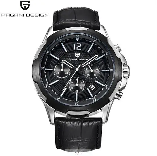 

Pagani Design 2754 Chronograph Analog Watch Business Design Quartz Watch Leather Japan Movt 30M Waterproof Men Relogio Masculino, 3 colors for choice