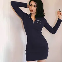 

R30295S wholesale fashion plain zipper slim women's dress